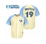Men's Majestic Toronto Blue Jays #19 Jose Bautista Replica Cream Exclusive Vintage Cool Base MLB Jersey