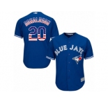Men's Majestic Toronto Blue Jays #20 Josh Donaldson Replica Royal Blue USA Flag Fashion MLB Jersey