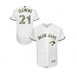 Men's Majestic Toronto Blue Jays #21 Roger Clemens Authentic White 2016 Memorial Day Fashion Flex Base MLB Jersey