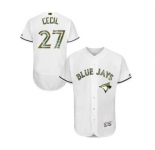 Men's Majestic Toronto Blue Jays #27 Brett Cecil Authentic White 2016 Memorial Day Fashion Flex Base MLB Jersey