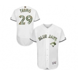 Men's Majestic Toronto Blue Jays #29 Devon Travis Authentic White 2016 Memorial Day Fashion Flex Base MLB Jersey