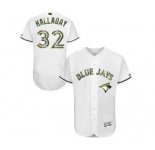 Men's Majestic Toronto Blue Jays #32 Roy Halladay Authentic White 2016 Memorial Day Fashion Flex Base MLB Jersey