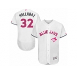 Men's Majestic Toronto Blue Jays #32 Roy Halladay Authentic White 2016 Mother's Day Fashion Flex Base MLB Jersey