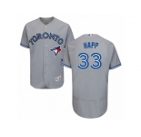 Men's Majestic Toronto Blue Jays #33 J.A. Happ Grey Flexbase Authentic Collection MLB Jersey