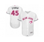 Men's Majestic Toronto Blue Jays #45 Drew Storen Authentic White 2016 Mother's Day Fashion Flex Base MLB Jersey