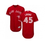 Men's Majestic Toronto Blue Jays #45 Francisco Liriano Red Flexbase Authentic Collection Canada Day MLB Jersey