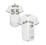Men's Majestic Toronto Blue Jays #55 Russell Martin Authentic White 2016 Memorial Day Fashion Flex Base MLB Jersey