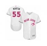 Men's Majestic Toronto Blue Jays #55 Russell Martin Authentic White 2016 Mother's Day Fashion Flex Base MLB Jersey