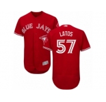 Men's Majestic Toronto Blue Jays #57 Mat Latos Red Flexbase Authentic Collection Canada Day MLB Jersey