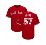 Men's Majestic Toronto Blue Jays #57 Mat Latos Replica Red Canada Day Cool Base MLB Jersey