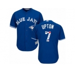 Men's Majestic Toronto Blue Jays #7 B.J. Upton Authentic Blue Team Logo Fashion MLB Jersey