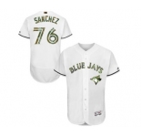 Men's Majestic Toronto Blue Jays #76 Tony Sanchez Authentic White 2016 Memorial Day Fashion Flex Base MLB Jersey