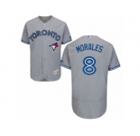 Men's Majestic Toronto Blue Jays #8 Kendrys Morales Grey Flexbase Authentic Collection MLB Jersey