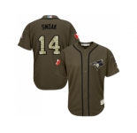 Men's Toronto Blue Jays #14 Justin Smoak Green Salute to Service Stitched MLB Jersey