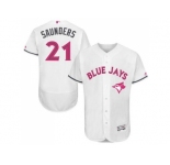 Men's Toronto Blue Jays #21 Michael Saunders White Flexbase Authentic Collection 2016 Mother's Day Stitched Baseball Jersey