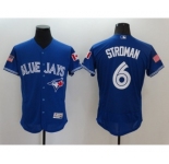 Men's Toronto Blue Jays #6 Marcus Stroman Majestic Blue Fashion Stars & Stripes Flex Base Player Jersey