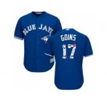 Toronto Blue Jays #17 Ryan Goins Blue Team Logo Fashion Stitched MLB Jersey