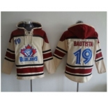Toronto Blue Jays #19 Jose Bautista Cream Sawyer Hooded Sweatshirt MLB Hoodie