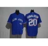 Toronto Blue Jays #20 Josh Donaldson Blue Team Logo Print Cool Base Stitched Baseball Jersey
