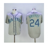 Men Seattle Mariners #24 Ken Griffey Grey New Cool Base2016 Hall Of Fame Patch Stitched Baseball Jersey