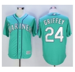 Men Seattle Mariners #24 Ken Griffey Jr Majestic Green 2016 Hall Of Fame Induction Cool Base Jersey with Sleeve Patch Jersey