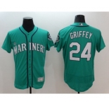 Men Seattle Mariners #24 Ken Griffey Majestic Green Flexbase Authentic Collection Player Jersey