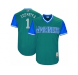 Men's 2017 Little League World Series Mariners #1 Jarrod Dyson Zoombiya Aqua Jersey