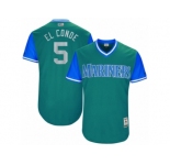 Men's 2017 Little League World Series Mariners #5 Guillermo Heredia El Conde Aqua Jersey