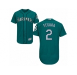 Men's Majestic Seattle Mariners #2 Jean Segura Teal Green Flexbase Authentic Collection MLB Jersey