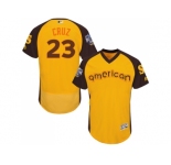 Men's Majestic Seattle Mariners #23 Nelson Cruz Yellow 2016 All-Star American League BP Authentic Collection Flex Base MLB Jersey