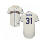 Men's Majestic Seattle Mariners #31 Steve Cishek Cream Flexbase Authentic Collection MLB Jersey
