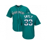Men's Majestic Seattle Mariners #33 Drew Smyly Authentic Teal Green Team Logo Fashion Cool Base MLB Jersey