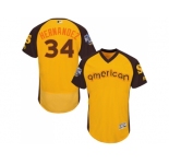Men's Majestic Seattle Mariners #34 Felix Hernandez Yellow 2016 All-Star American League BP Authentic Collection Flex Base MLB Jersey