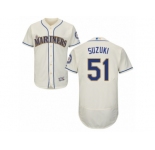 Men's Majestic Seattle Mariners #51 Ichiro Suzuki Cream Flexbase Authentic Collection MLB Jersey