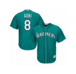 Men's Majestic Seattle Mariners #8 Norichika Aoki Authentic Teal Green Alternate Cool Base MLB Jersey