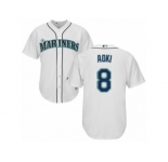 Men's Majestic Seattle Mariners #8 Norichika Aoki Replica White Home Cool Base MLB Jersey