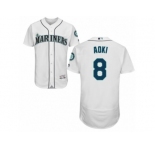 Men's Majestic Seattle Mariners #8 Norichika Aoki White Flexbase Authentic Collection MLB Jersey