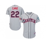 Men's Seattle Mariners #22 Robinson Cano Majestic Gray Stars & Stripes Authentic Cool Base Authentic Jersey
