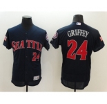Men's Seattle Mariners #24 Ken Griffey Majestic Navy Fashion Stars & Stripes Flex Base Player Jersey