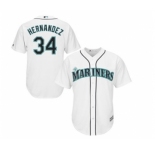Men's Seattle Mariners #34 Felix Hernandez Majestic White Cool Base Player Jersey