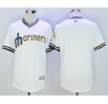 Men's Seattle Mariners Blank Majestic White Flexbase Authentic Collection Cooperstown Jersey