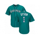 Seattle Mariners #1 Jarrod Dyson Authentic Teal Green Team Logo Fashion Cool Base MLB Jersey
