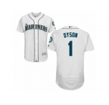 Seattle Mariners #1 Jarrod Dyson White Flexbase Authentic Collection MLB Jersey