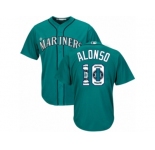 Seattle Mariners #10 Yonder Alonso Authentic Teal Green Team Logo Fashion Cool Base MLB Jersey