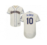 Seattle Mariners #10 Yonder Alonso Cream Flexbase Authentic Collection MLB Jersey