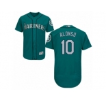 Seattle Mariners #10 Yonder Alonso Teal Green Flexbase Authentic Collection MLB Jersey