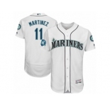 Seattle Mariners #11 Edgar Martinez Majestic White Number Retirement Authentic Player Jersey