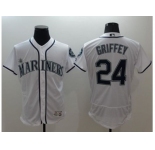 Seattle Mariners #24 Ken Griffey White Flexbase Authentic Collection Stitched Baseball Jersey