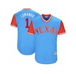 Men's 2017 Little League World Series Rangers #1 Elvis Andrus Comando Light Blue Jersey
