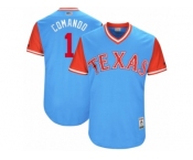 Men's 2017 Little League World Series Rangers #1 Elvis Andrus Comando Light Blue Jersey